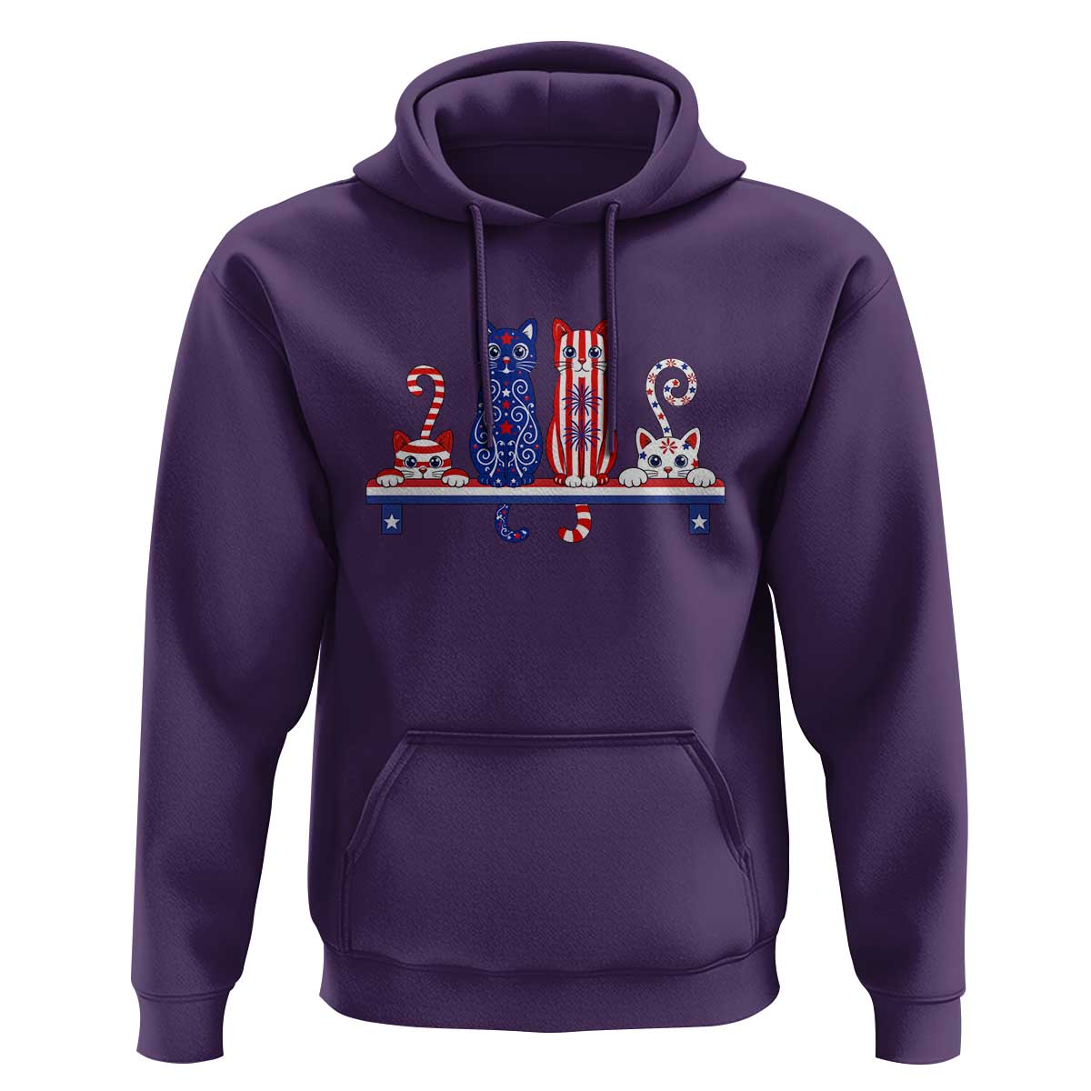 Red White And Blue Cute Cats Hoodie Patriotic Pet Lover