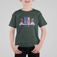 Red White And Blue Cute Cats T Shirt For Kid Patriotic Pet Lover