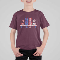 Red White And Blue Cute Cats T Shirt For Kid Patriotic Pet Lover