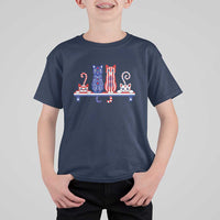 Red White And Blue Cute Cats T Shirt For Kid Patriotic Pet Lover