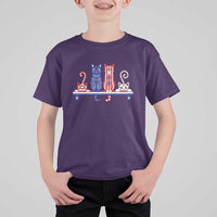 Red White And Blue Cute Cats T Shirt For Kid Patriotic Pet Lover