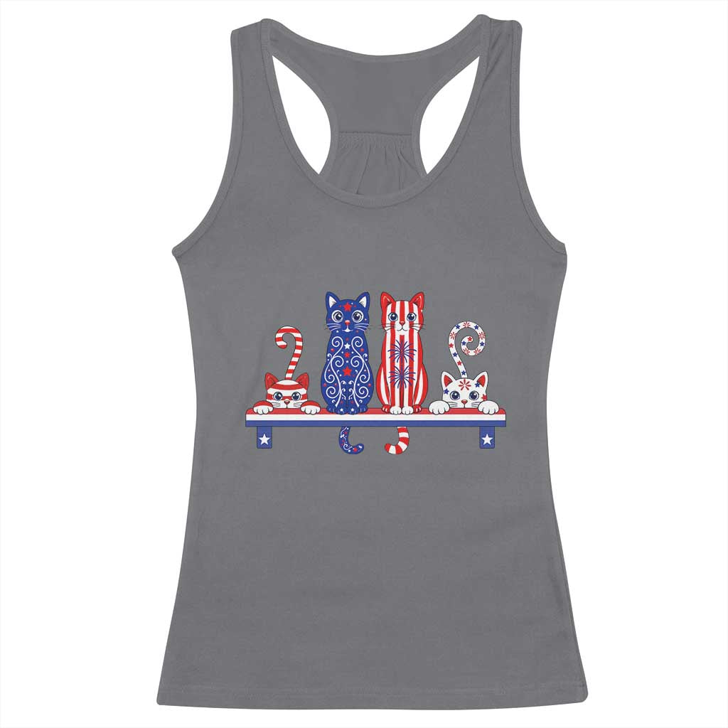 Red White And Blue Cute Cats Racerback Tank Top Patriotic Pet Lover