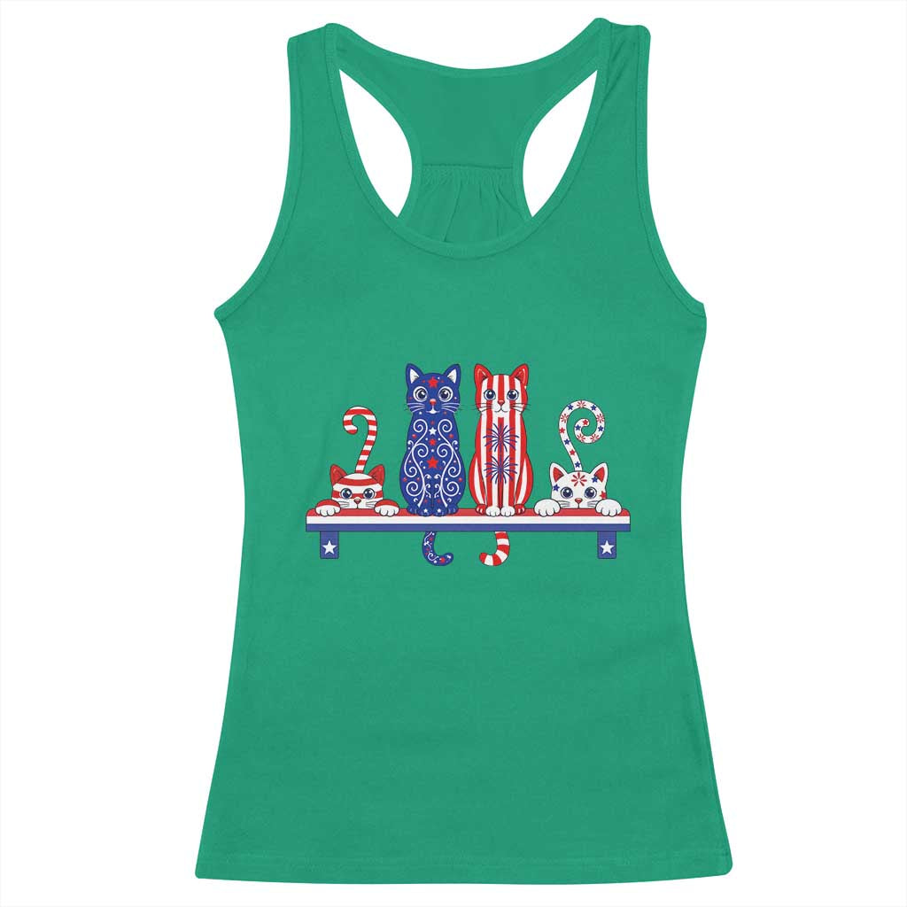 Red White And Blue Cute Cats Racerback Tank Top Patriotic Pet Lover