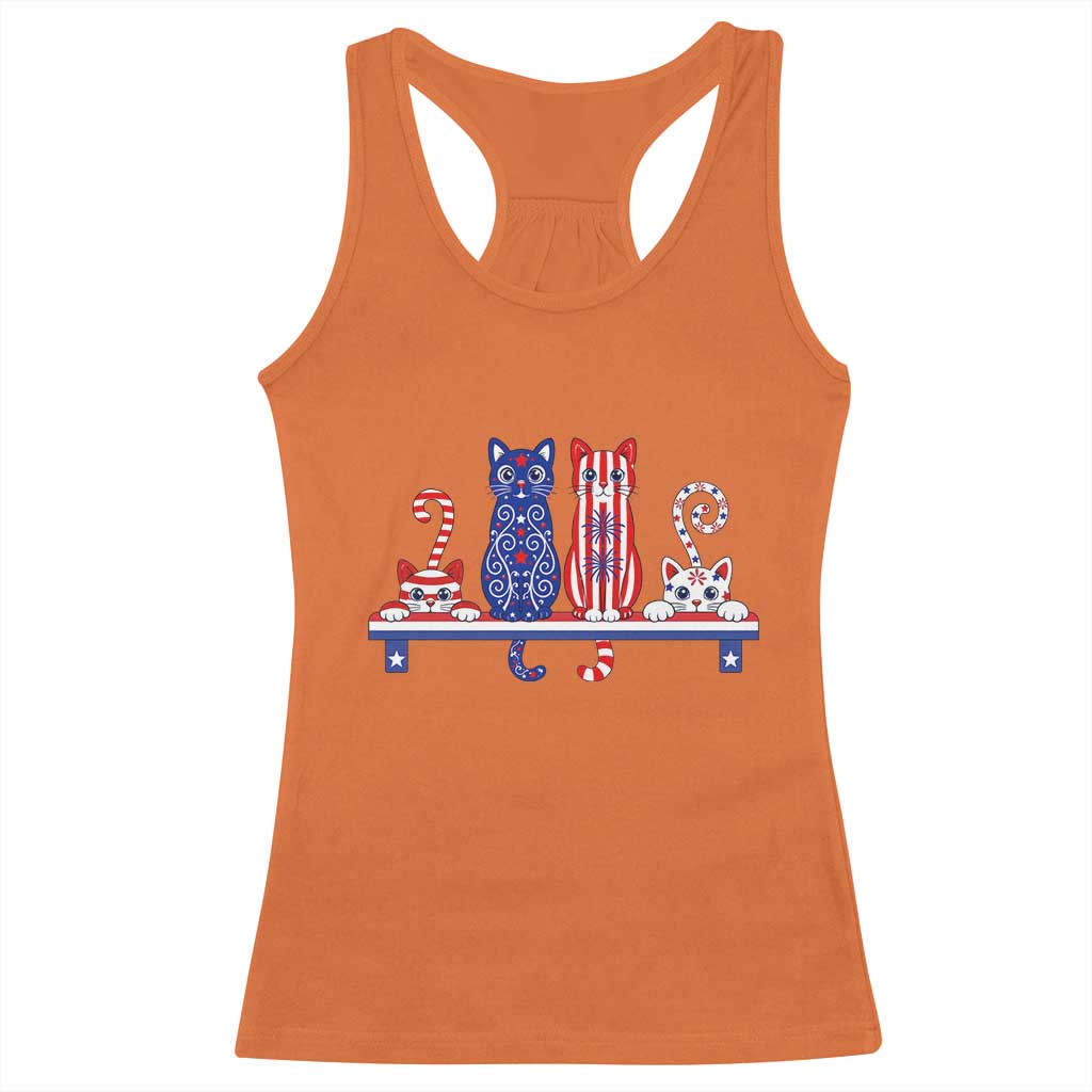 Red White And Blue Cute Cats Racerback Tank Top Patriotic Pet Lover
