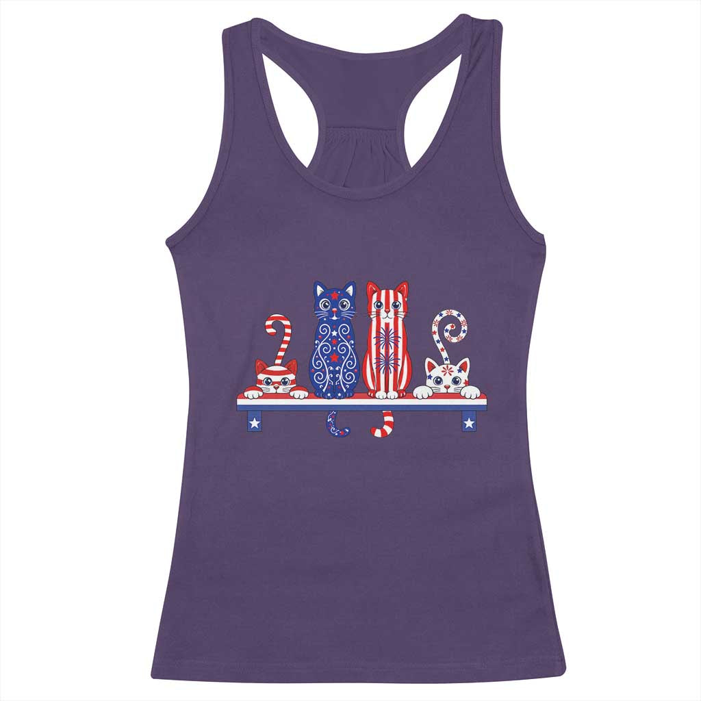 Red White And Blue Cute Cats Racerback Tank Top Patriotic Pet Lover