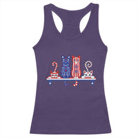 Red White And Blue Cute Cats Racerback Tank Top Patriotic Pet Lover
