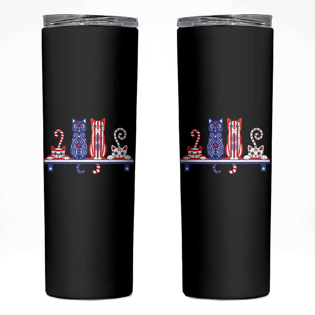 Red White And Blue Cute Cats Skinny Tumbler Patriotic Pet Lover