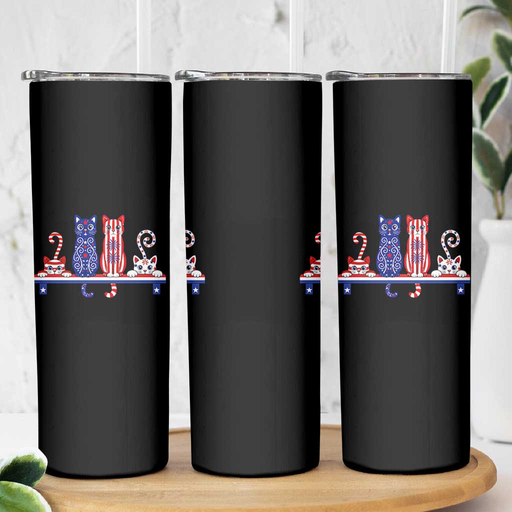 Red White And Blue Cute Cats Skinny Tumbler Patriotic Pet Lover