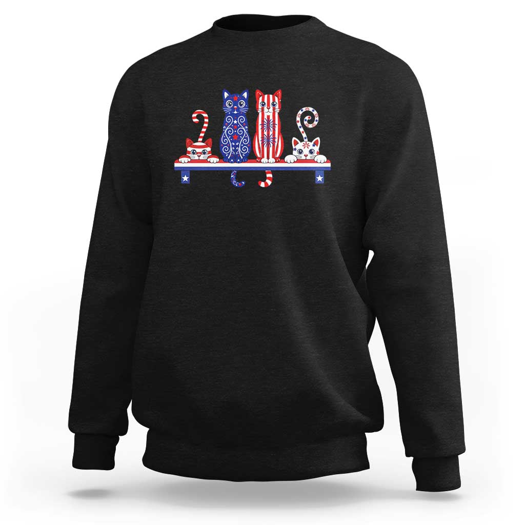 Red White And Blue Cute Cats Sweatshirt Patriotic Pet Lover