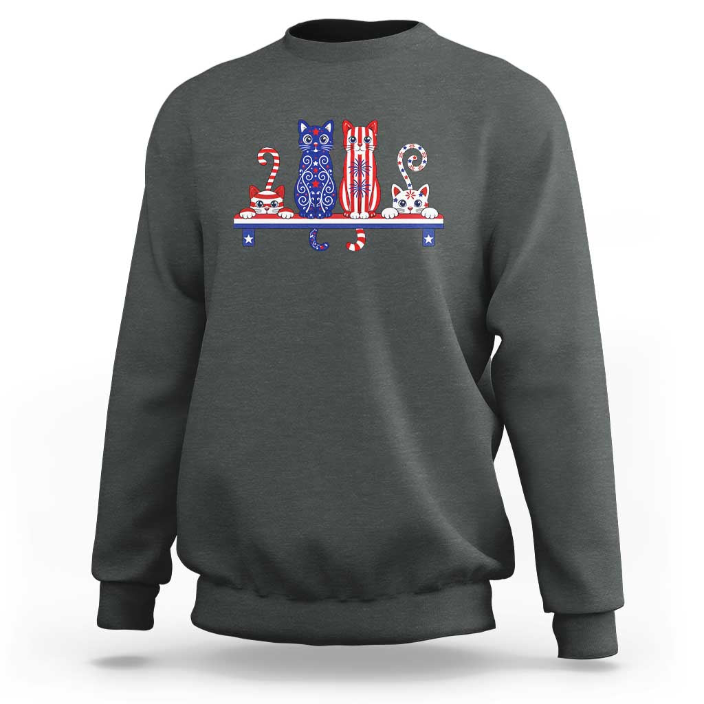 Red White And Blue Cute Cats Sweatshirt Patriotic Pet Lover