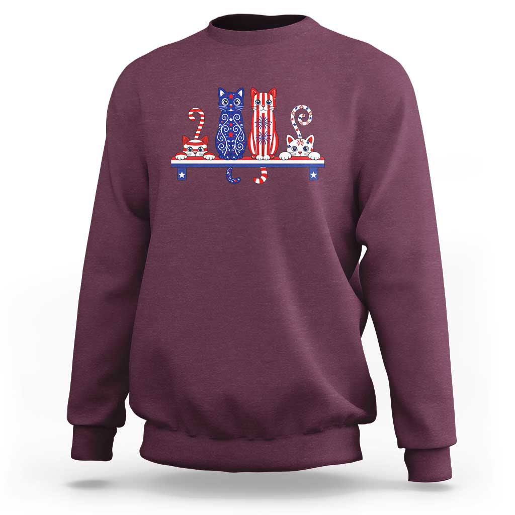 Red White And Blue Cute Cats Sweatshirt Patriotic Pet Lover