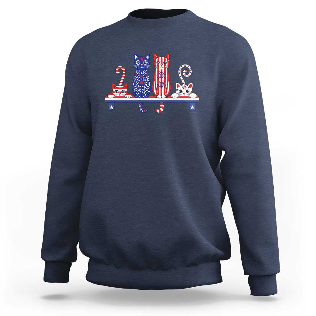 Red White And Blue Cute Cats Sweatshirt Patriotic Pet Lover