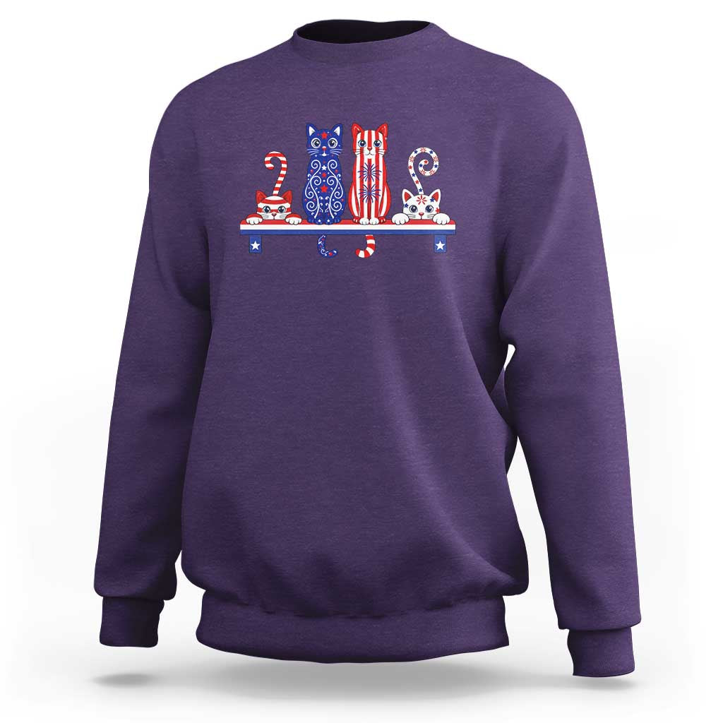 Red White And Blue Cute Cats Sweatshirt Patriotic Pet Lover