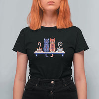 Red White And Blue Cute Cats T Shirt For Women Patriotic Pet Lover