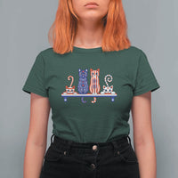 Red White And Blue Cute Cats T Shirt For Women Patriotic Pet Lover