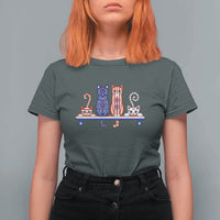 Red White And Blue Cute Cats T Shirt For Women Patriotic Pet Lover