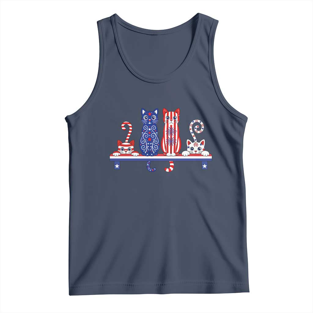 Red White And Blue Cute Cats Tank Top Patriotic Pet Lover