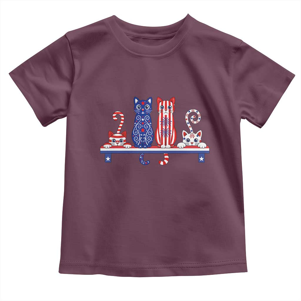 Red White And Blue Cute Cats Toddler T Shirt Patriotic Pet Lover