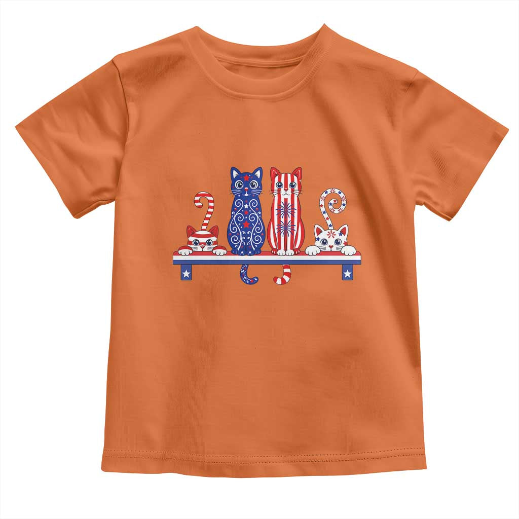 Red White And Blue Cute Cats Toddler T Shirt Patriotic Pet Lover