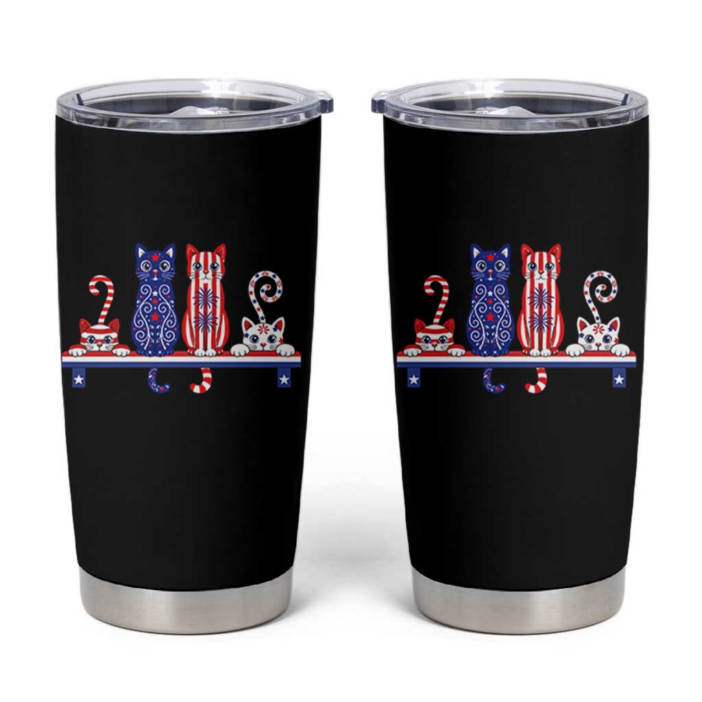 Red White And Blue Cute Cats Tumbler Cup Patriotic Pet Lover