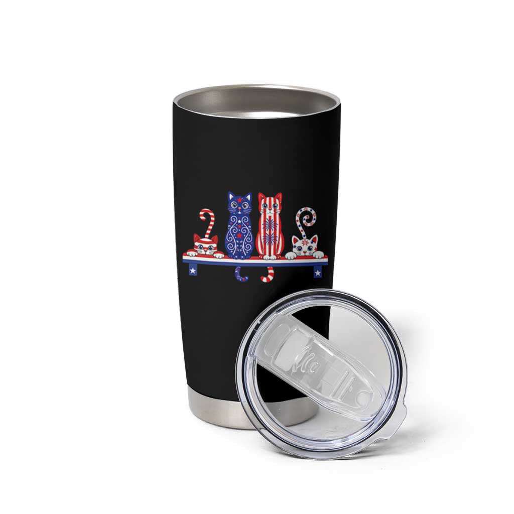 Red White And Blue Cute Cats Tumbler Cup Patriotic Pet Lover