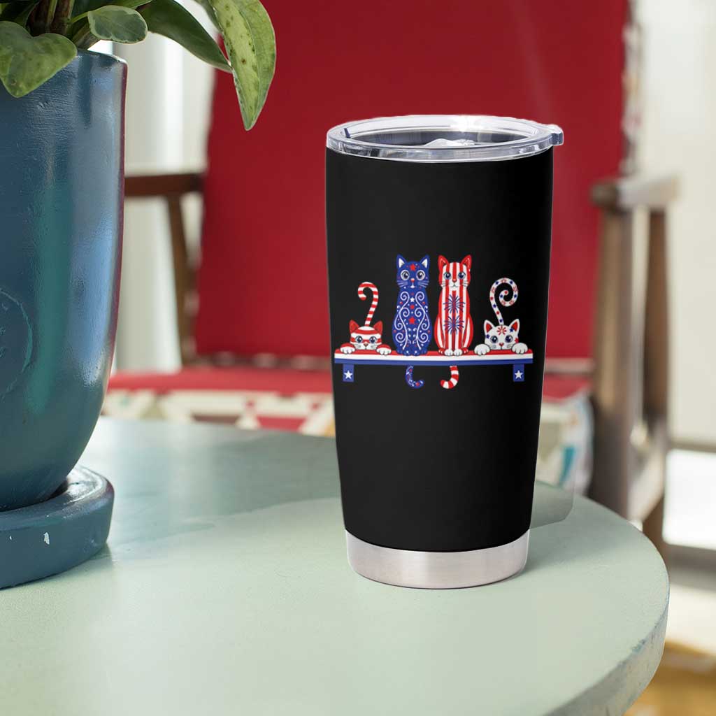 Red White And Blue Cute Cats Tumbler Cup Patriotic Pet Lover