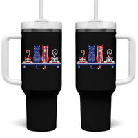 Red White And Blue Cute Cats Tumbler With Handle Patriotic Pet Lover