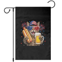 Beer And Hotdog Cat Garden Flag Fourth Of July Celebration