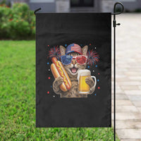 Beer And Hotdog Cat Garden Flag Fourth Of July Celebration