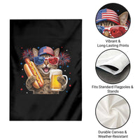 Beer And Hotdog Cat Garden Flag Fourth Of July Celebration