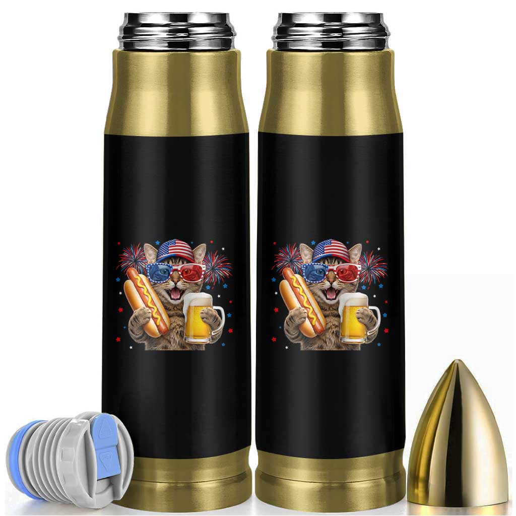 Beer And Hotdog Cat Bullet Tumbler Fourth Of July Celebration