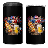 Beer And Hotdog Cat 4 in 1 Can Cooler Tumbler Fourth Of July Celebration