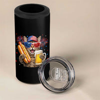 Beer And Hotdog Cat 4 in 1 Can Cooler Tumbler Fourth Of July Celebration