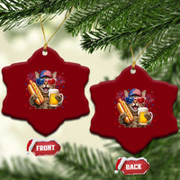 Beer And Hotdog Cat Ceramic Ornament Fourth Of July Celebration