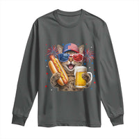 Beer And Hotdog Cat Long Sleeve Shirt Fourth Of July Celebration