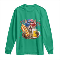 Beer And Hotdog Cat Long Sleeve Shirt Fourth Of July Celebration