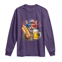 Beer And Hotdog Cat Long Sleeve Shirt Fourth Of July Celebration