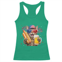 Beer And Hotdog Cat Racerback Tank Top Fourth Of July Celebration