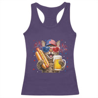 Beer And Hotdog Cat Racerback Tank Top Fourth Of July Celebration