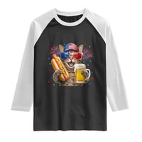 Beer And Hotdog Cat Raglan Shirt Fourth Of July Celebration