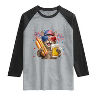 Beer And Hotdog Cat Raglan Shirt Fourth Of July Celebration