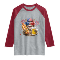 Beer And Hotdog Cat Raglan Shirt Fourth Of July Celebration