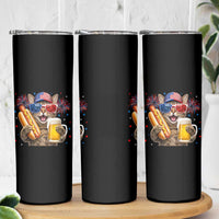 Beer And Hotdog Cat Skinny Tumbler Fourth Of July Celebration