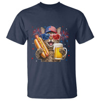 Beer And Hotdog Cat T Shirt Fourth Of July Celebration
