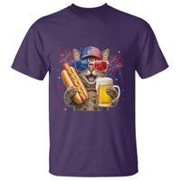 Beer And Hotdog Cat T Shirt Fourth Of July Celebration