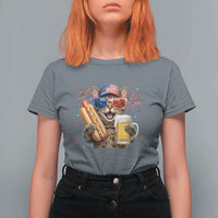 Beer And Hotdog Cat T Shirt For Women Fourth Of July Celebration