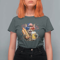 Beer And Hotdog Cat T Shirt For Women Fourth Of July Celebration