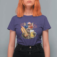 Beer And Hotdog Cat T Shirt For Women Fourth Of July Celebration