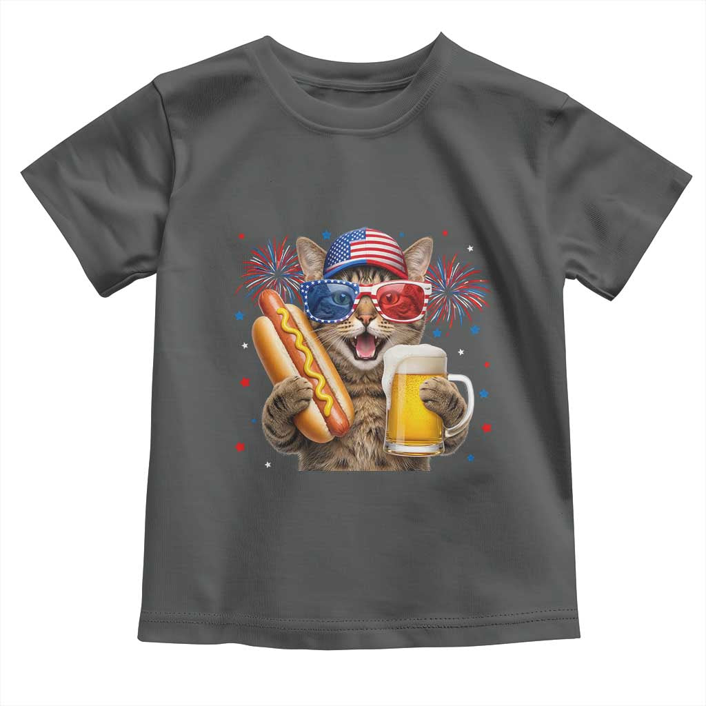 Beer And Hotdog Cat Toddler T Shirt Fourth Of July Celebration