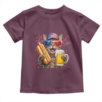 Beer And Hotdog Cat Toddler T Shirt Fourth Of July Celebration